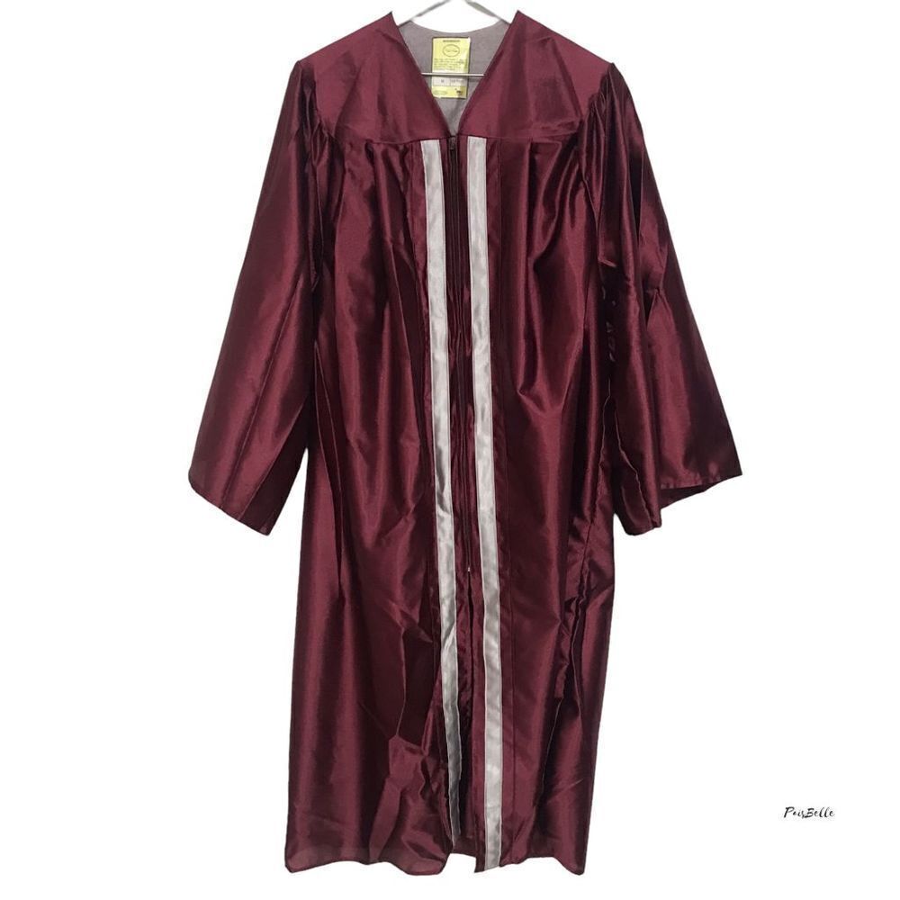 Graduation Cap and Gown‎ Maroon Burgundy Silver